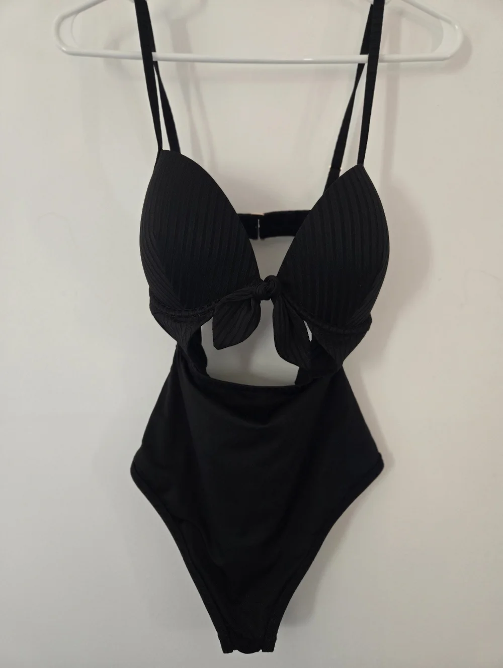 Shade & Shore Black Tie Front Cut Out One Piece Swim Suit
